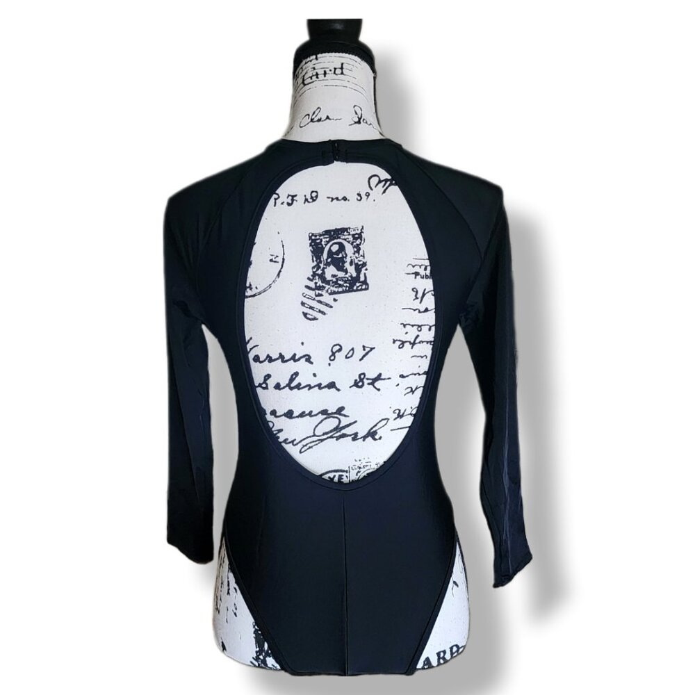 NWOT Long Sleeve Black One Piece Swimsuit - Picture 3 of 8